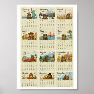 Poster Calendário EUA 2027