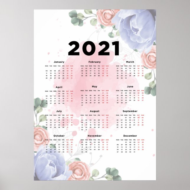 Poster Calendário Floral 2021 (Frente)