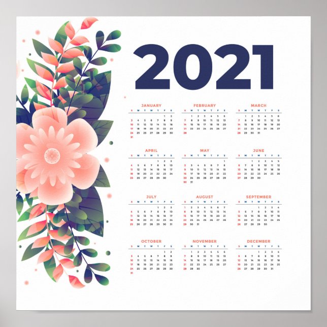 Poster Calendário Floral 2021 (Frente)
