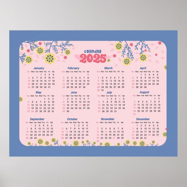 Poster Calendário Floral 2025 (Frente)