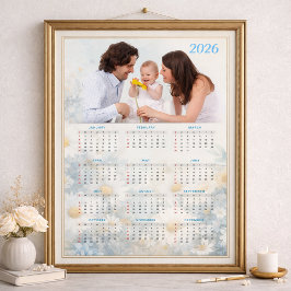 Poster Calendário Floral 2026 com Foto da Família