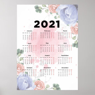 Poster Calendário Floral de 2021