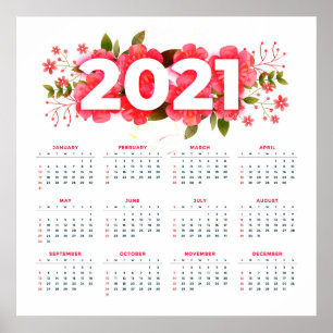 Poster Calendário Floral de 2021