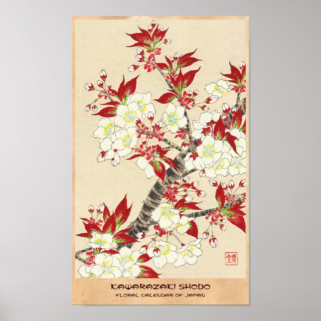 Pôster Calendário Floral de Kawarazaki Shodo Japão (Frente)