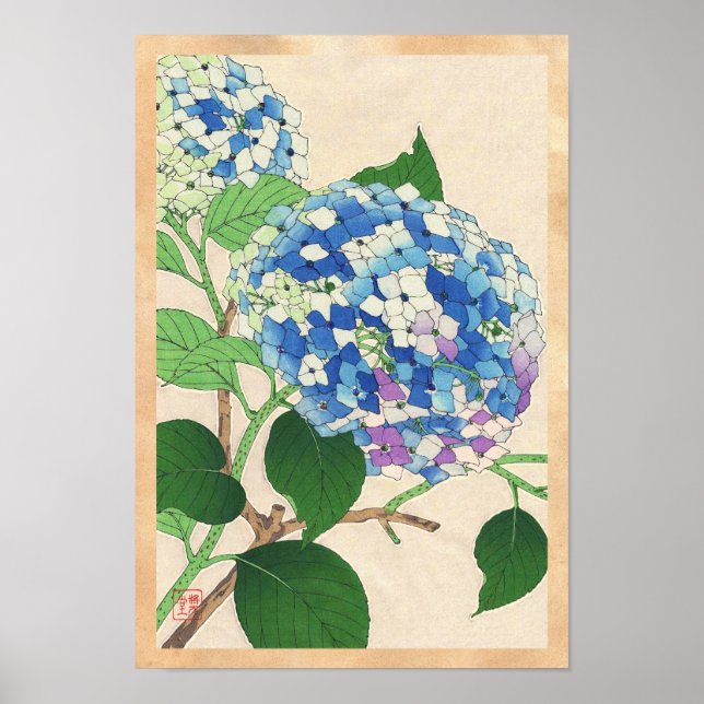 Pôster Calendário Floral do Japão de Kawarazaki Shodo (Frente)