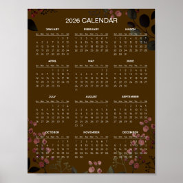 Poster Calendário Floral Simples e Elegante 2026 | 