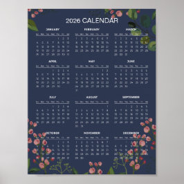 Poster Calendário Floral Simples e Elegante de 2026 | 