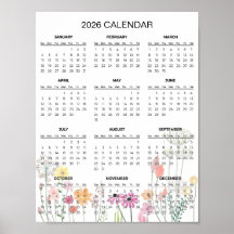 Calendário Floral Simples e Elegante para 2026 | 