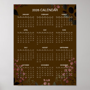 Poster Calendário Floral Simples Mas Elegante 2026