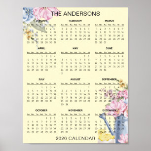 Poster Calendário Floral Simples Mas Elegante 2026