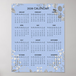Poster Calendário Floral Simples, porém Elegante 2026 | 