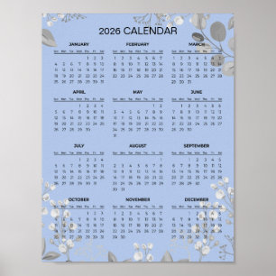 Poster Calendário Floral Simples, porém Elegante 2026   