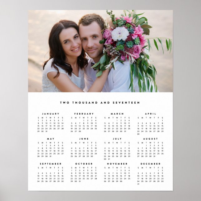 Pôster Calendário Fotográfico Anual Mínimo 16x20 2017 (Frente)