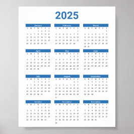 Poster Calendário geral do Bliue e White 2025