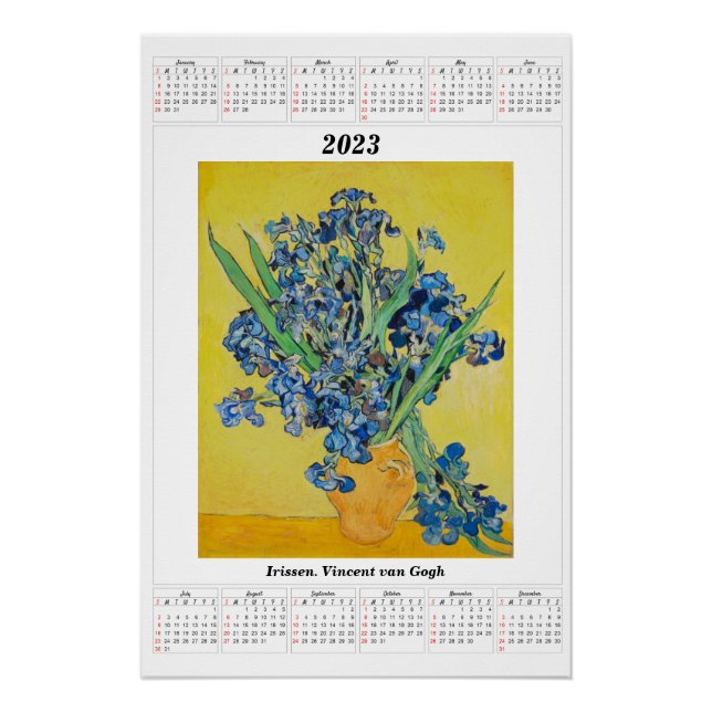 Pôster Calendário Irisse para o Poster Vincent van Gogh 2 (Frente)