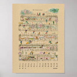 Poster Calendário Janeiro Notas Felizes 2022