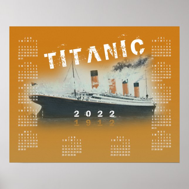 Poster Calendário Laranja Queimado RMS Titanic 2022 (Frente)