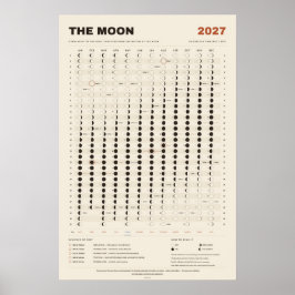 Poster Calendário Lunar 2027 - Fases da Lua, Pergaminho
