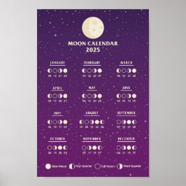 Poster Calendário Lunar Anual de Fases da Lua no Espaço 2