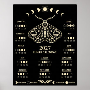 Poster Calendário Lunar Celestial Moth Feitiçaria 2027