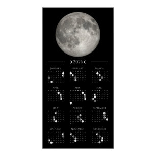 Pôster Calendário Lunar de Parede 2026 35,5 x 71 cm