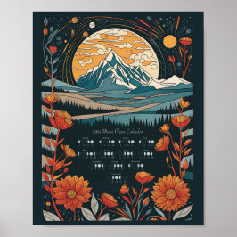 Poster Calendário Lunar do Ciclo da Lua 2024 Hemisfério S