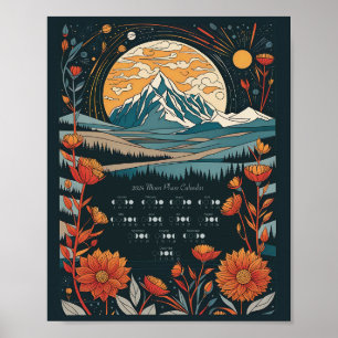 Poster Calendário Lunar do Ciclo da Lua 2024 Hemisfério S