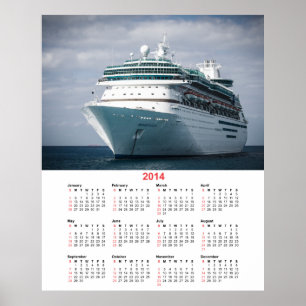Poster Calendário luxuoso do navio de cruzeiros 2014 do