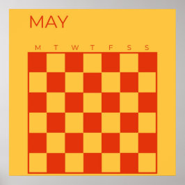 Poster Calendário Mensal Amarelo Vermelho Não Atualizado