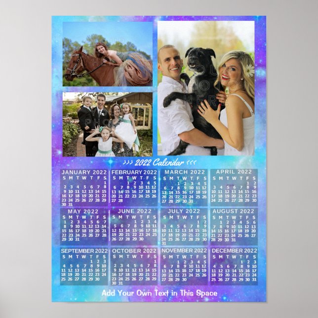 Poster Calendário Mensal Boho Aquarela 2022 3 Foto (Frente)