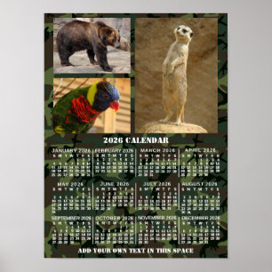 Poster Calendário Mensal Camuflado do Ano 2026 Adicionar