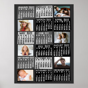 Poster Calendário Mensal de 2022 com Colagem de Fotos Mod