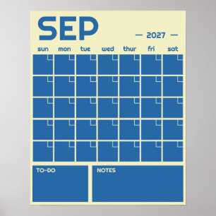 Poster Calendário Mensal de Parede em Cores Vibrantes e N