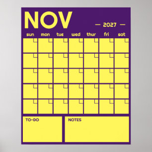 Poster Calendário Mensal de Parede Grande Colorido sem Da