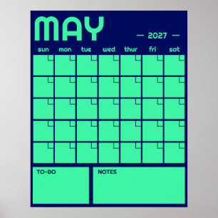 Poster Calendário Mensal de Parede Grande e Colorido sem 