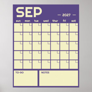 Poster Calendário Mensal de Parede Grande sem Data em Cor
