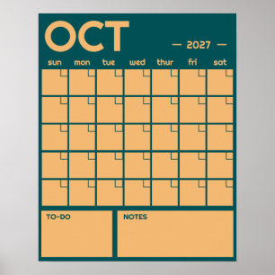 Poster Calendário Mensal de Parede Grande sem Data em Cor