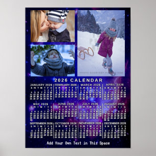 Poster Calendário Mensal do Ano de 2026 Espaço Nebulosa 3