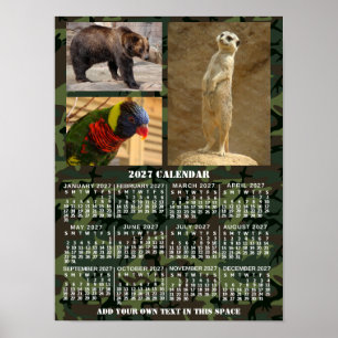 Poster Calendário Mensal do Ano de 2027 Camuflagem Adicio