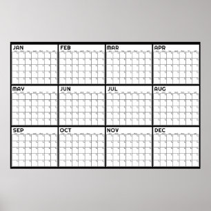 Poster Calendário Mensal Minimalista na Parede sem Data