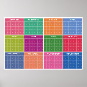 Poster Calendário Mensal Minimalista não Datado para Pare