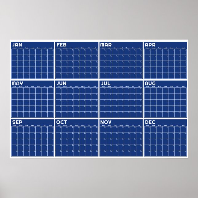 Poster Calendário Mensal Minimalista para Parede sem Data (Frente)