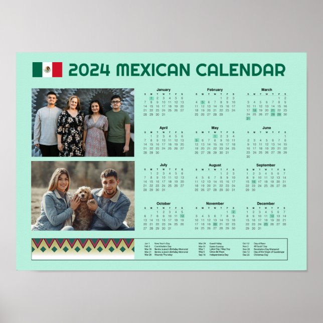Poster Calendário Mexicano 2024 | Calendário México Editá (Frente)