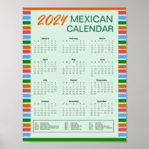 Calendário mexicano de 2024 com feriados | Downloa