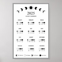 Calendário Minimalista de Fases Lunares de 2025