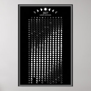 Poster Calendário Minimalista de Fases Lunares de 2027
