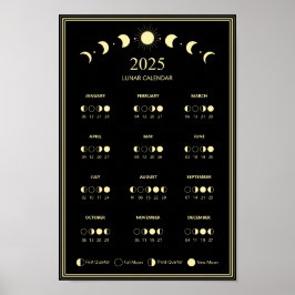 Poster Calendário minimalista dos ciclos lunares da fase