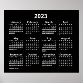 Poster Calendário Neon Branco 2023 da Parede por Janz Pos