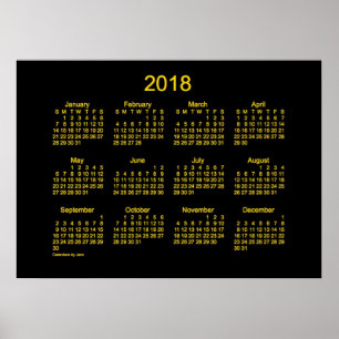 Pôster Calendário Neon Gold 2018 de Janz