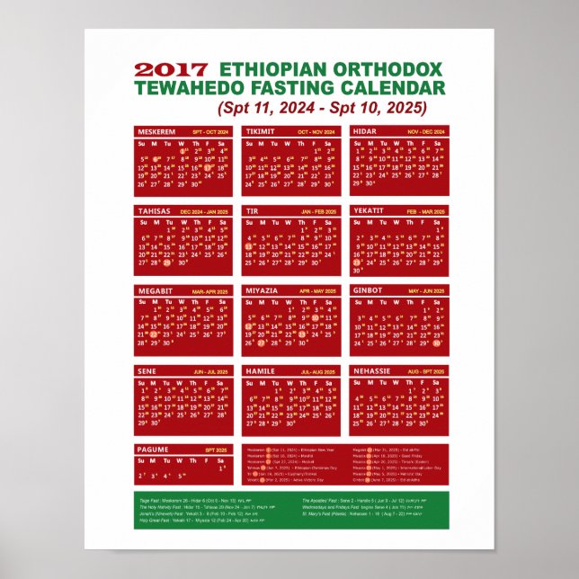 Poster Calendário Ortodoxo Etíope 2017 (Frente)